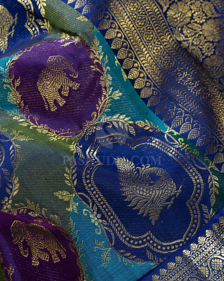 Midnight Blue Pure Zari Kanjivaram Silk Saree-P226(A)