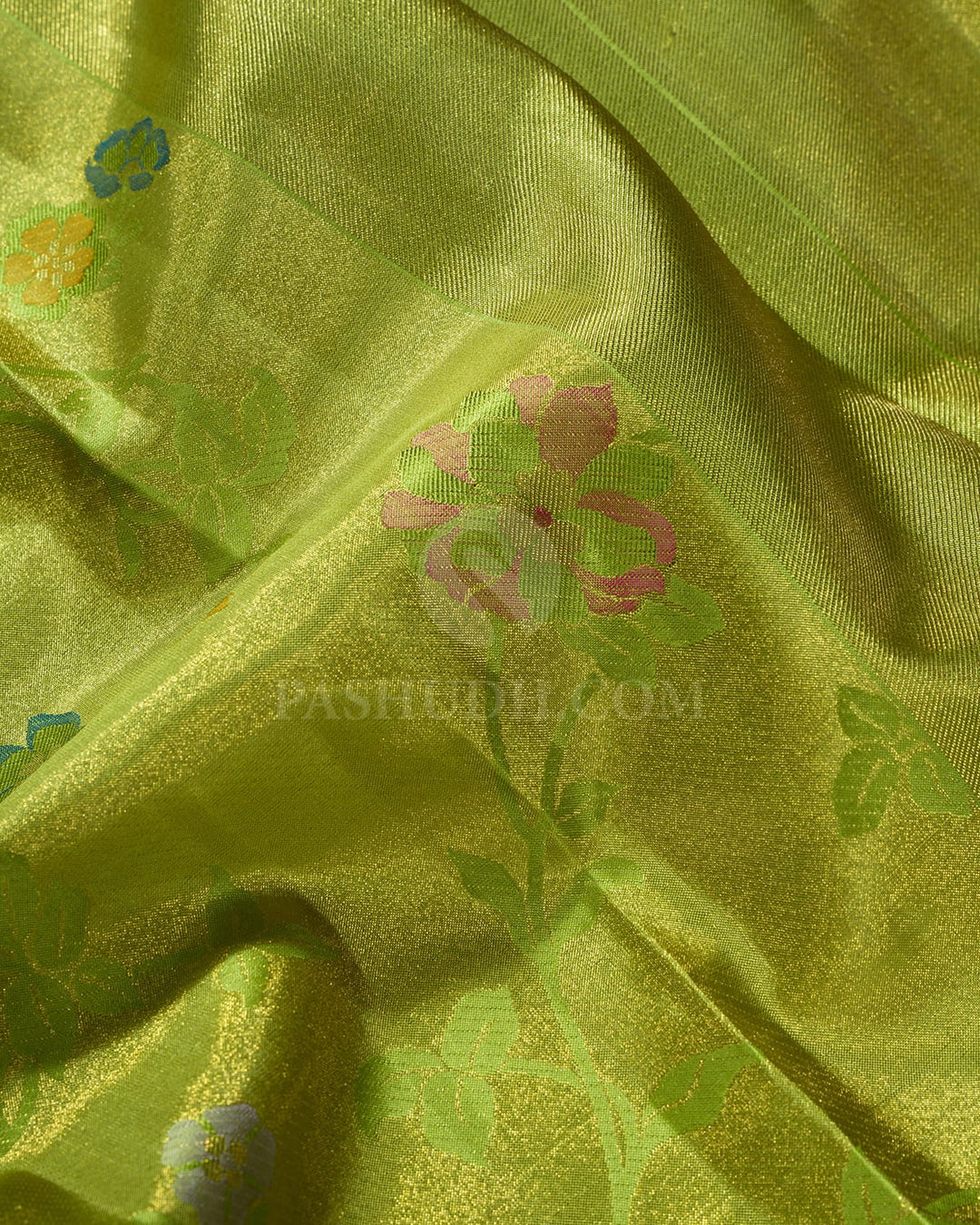 Parrot Green Jamdani Kanjivaram Silk Saree-S1819(A)