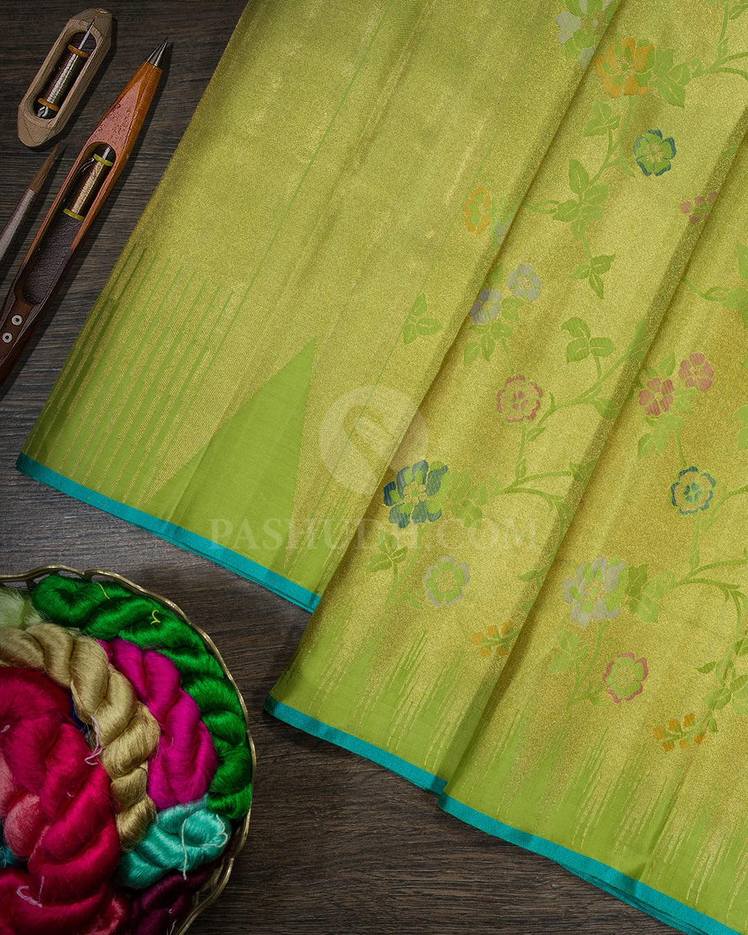 Parrot Green Jamdani Kanjivaram Silk Saree-S1819(A)