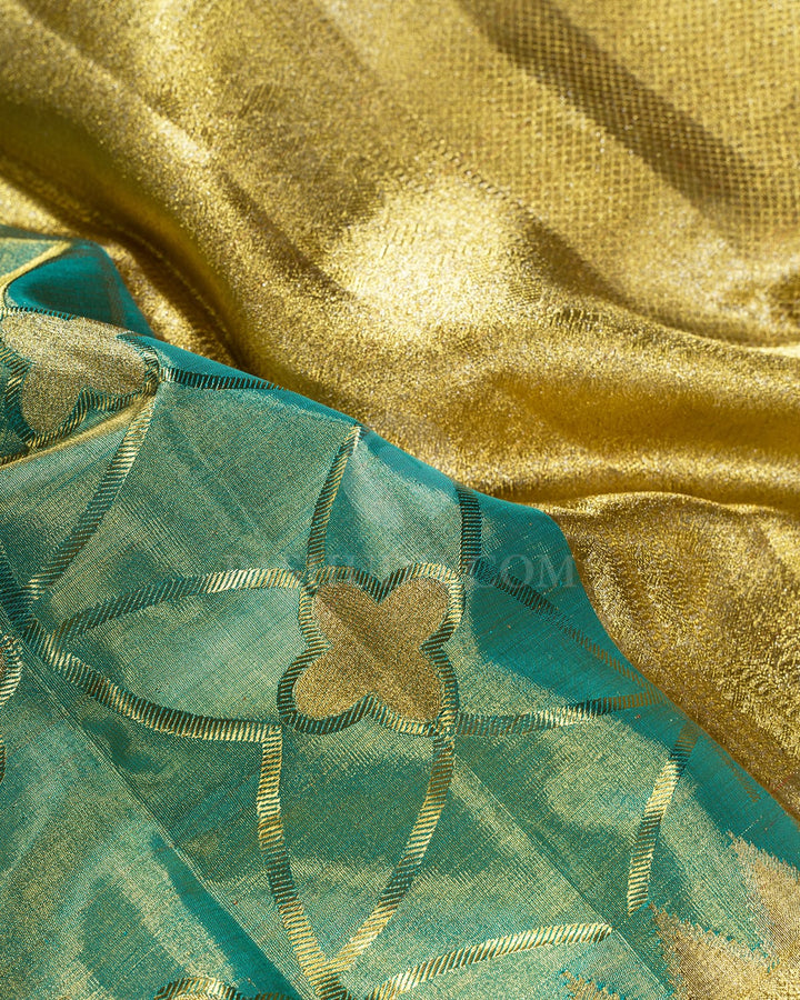 Sea Green Zari Tissue Kanjivaram Silk Saree-S1814(A)