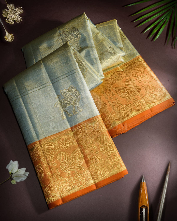 Sage Green Zari Tissue Kanjivaram Silk Saree-S1808(A)