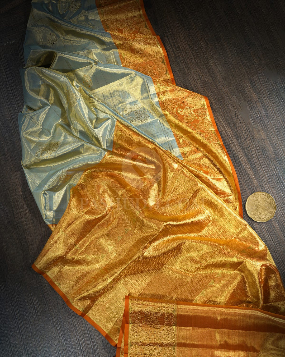 Sage Green Zari Tissue Kanjivaram Silk Saree-S1808(A)