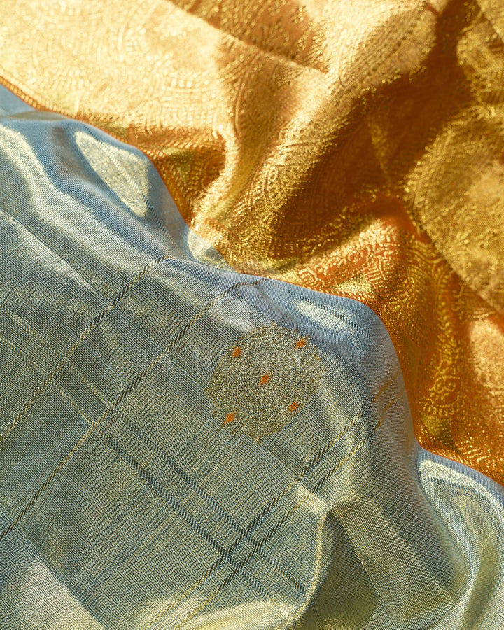 Sage Green Zari Tissue Kanjivaram Silk Saree-S1808(A)