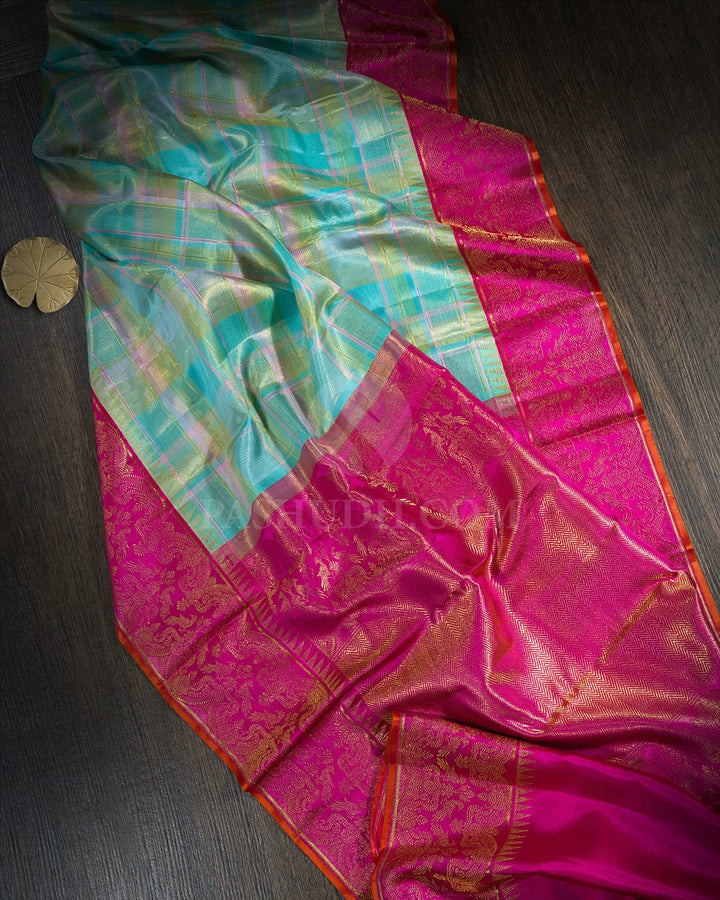 Multicolored Checks Kanjivaram Silk Saree-S1680(C)