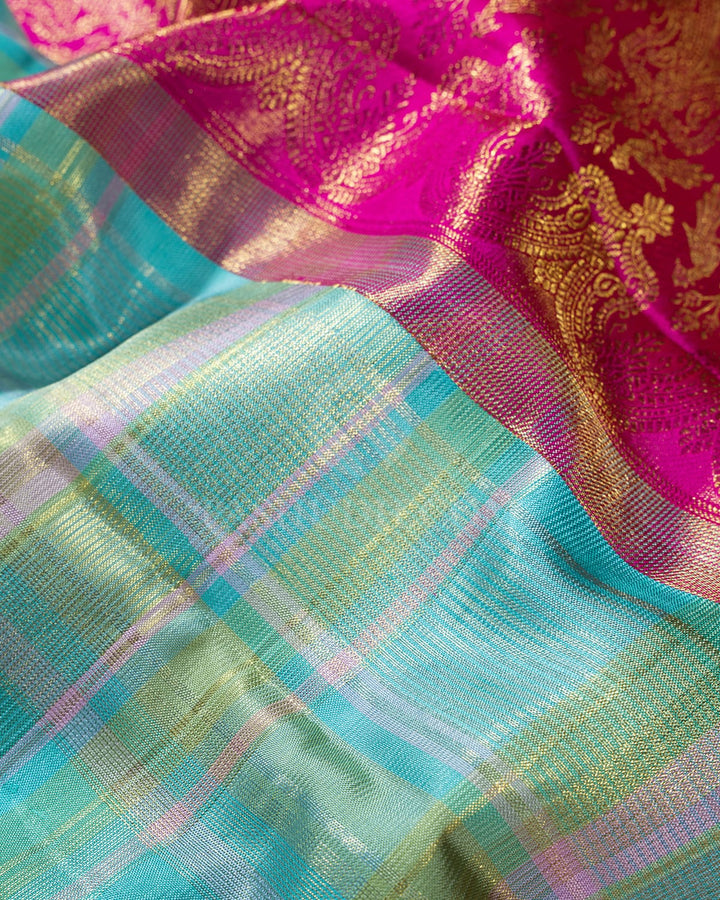 Multicolored Checks Kanjivaram Silk Saree-S1680(C)