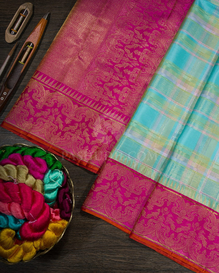 Multicolored Checks Kanjivaram Silk Saree-S1680(C)
