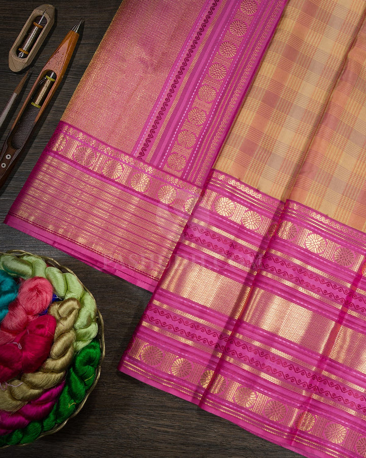 Multicolored Checked Kanjivaram Silk Saree-D690(D)