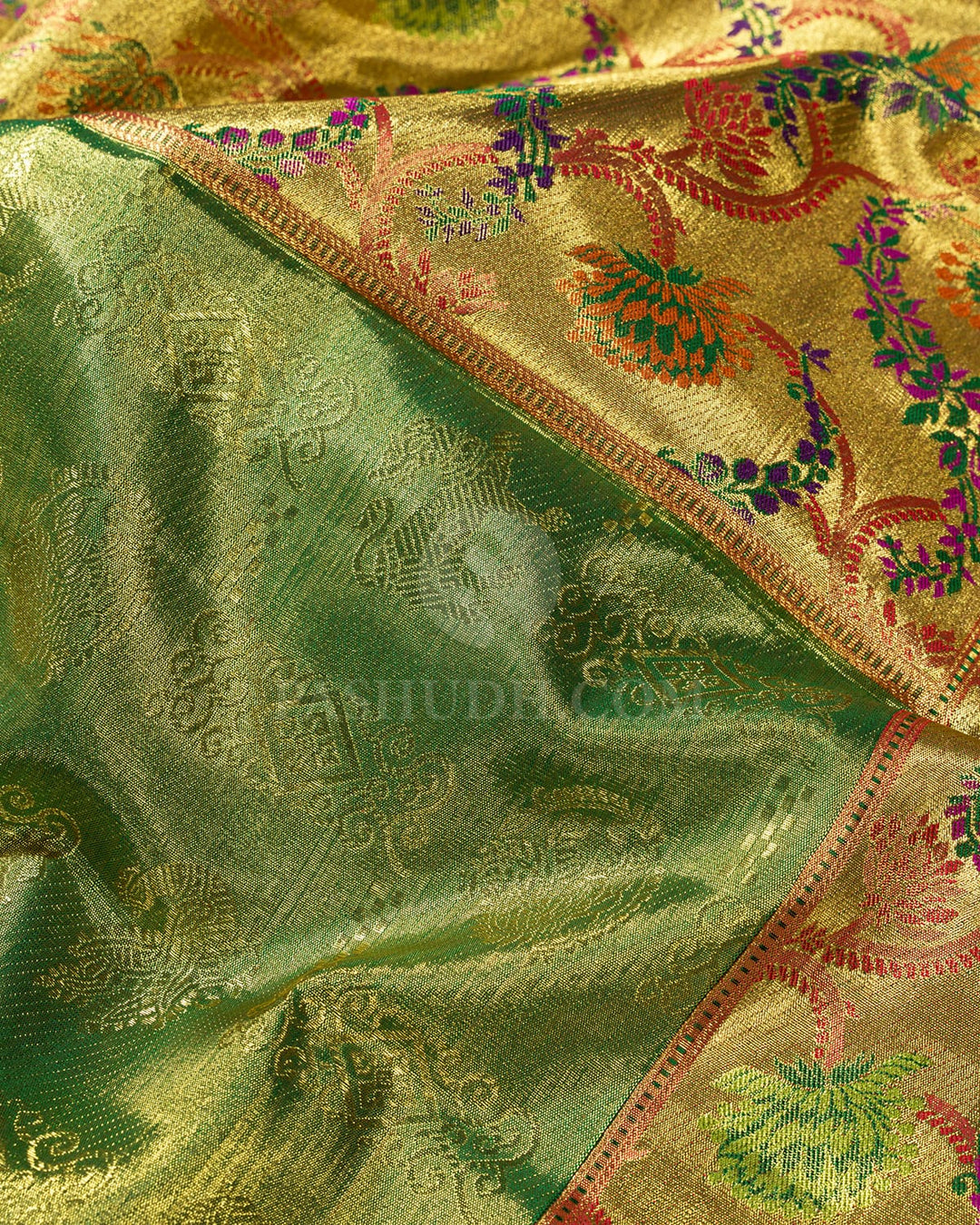 Forest Green Zari Tissue Kanjivaram Silk Saree-S1802(A)