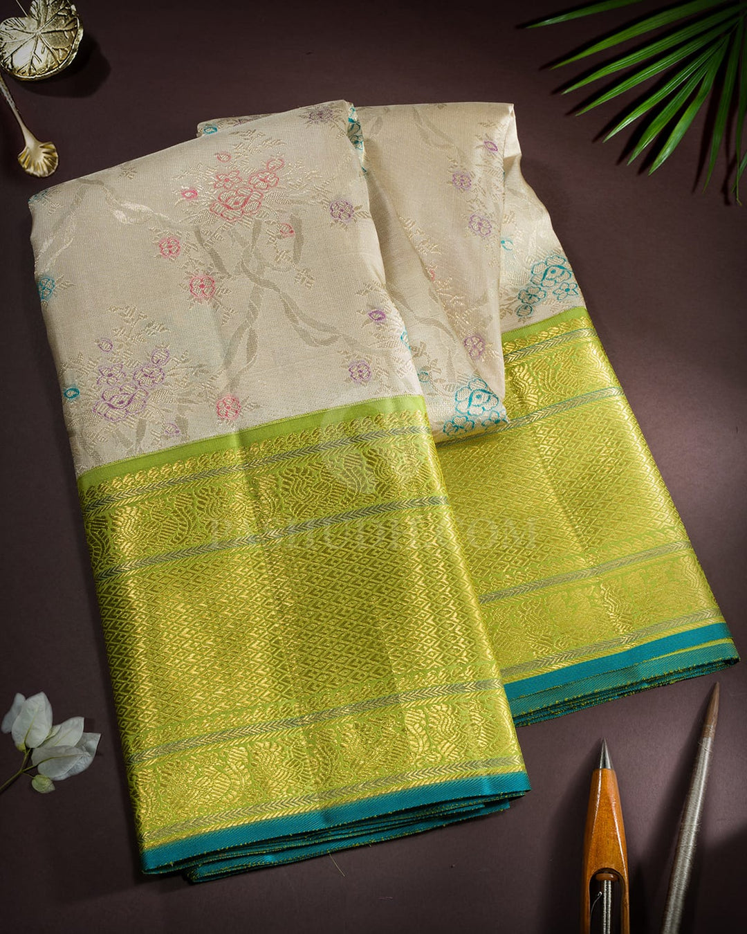 Ivory Meenakari Kanjivaram Silk Saree-S1753(B)