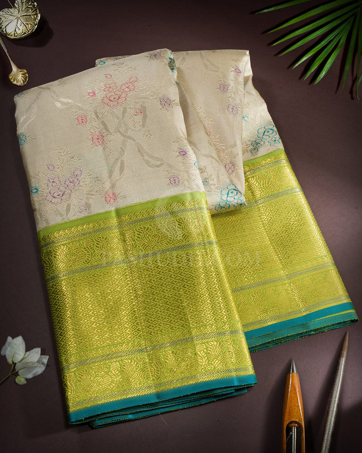 Ivory Meenakari Kanjivaram Silk Saree-S1753(B)