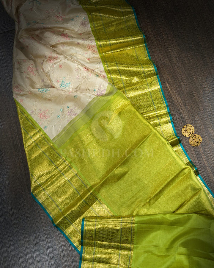 Ivory Meenakari Kanjivaram Silk Saree-S1753(B)