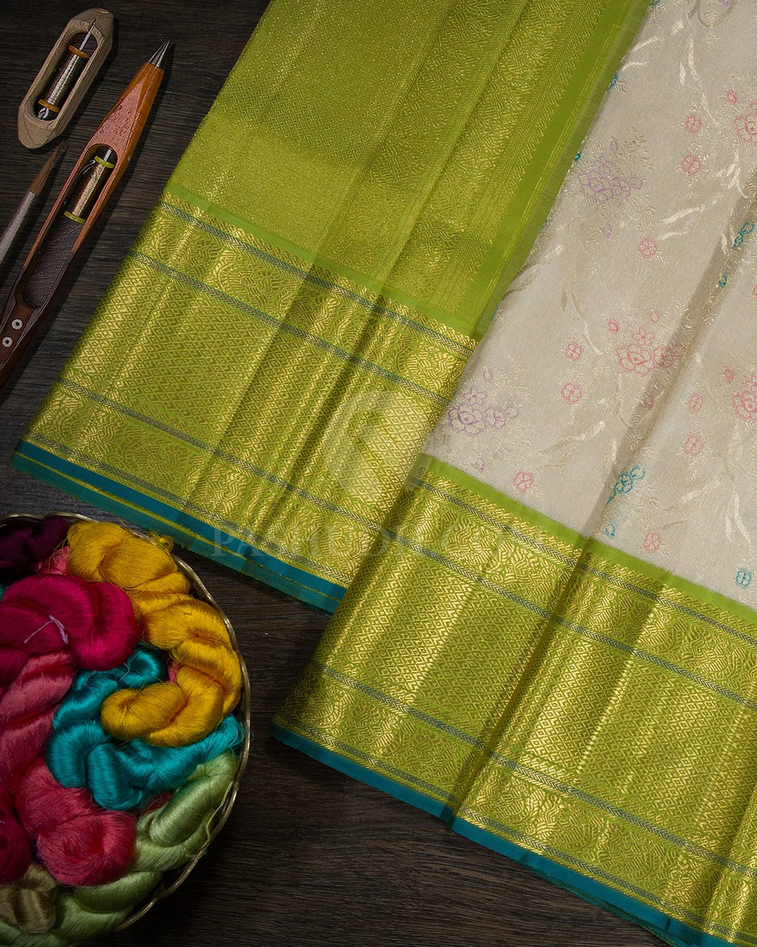 Ivory Meenakari Kanjivaram Silk Saree-S1753(B)