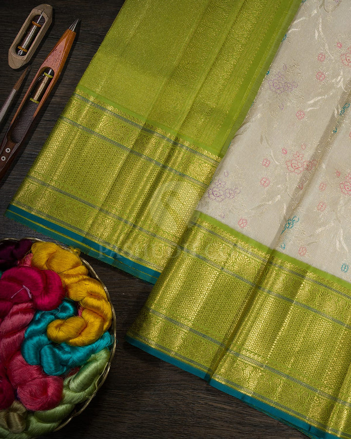 Ivory Meenakari Kanjivaram Silk Saree-S1753(B)