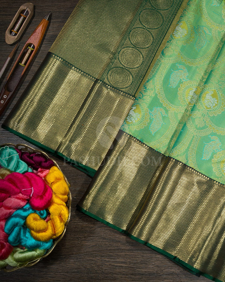 Parrot Green Pure Zari Traditional Kanjivaram Silk Saree-P223(A)