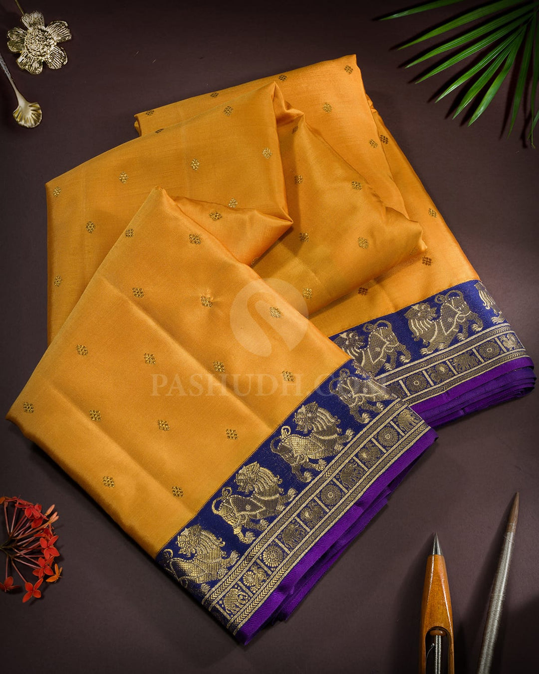 Bold Yellow Traditional Kanjivaram Silk Saree-S1798(A)