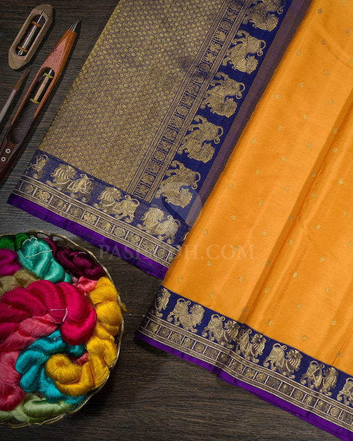 Bold Yellow Traditional Kanjivaram Silk Saree-S1798(A)