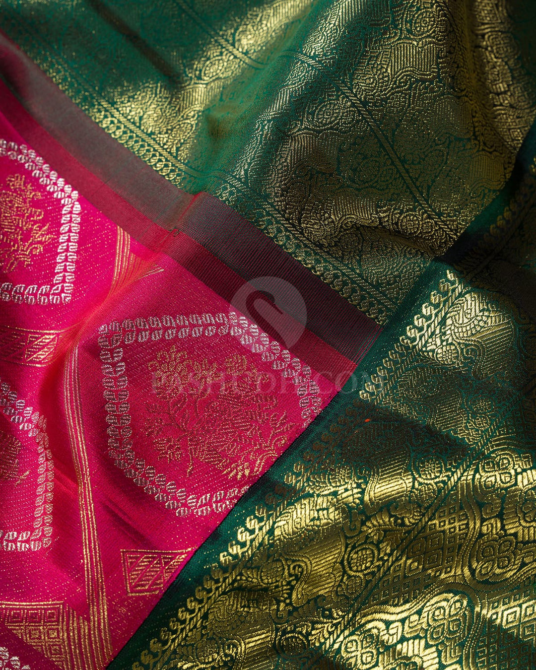 Rani Pink Pure Zari Traditional Kanjivaram Silk Saree-P228(A)