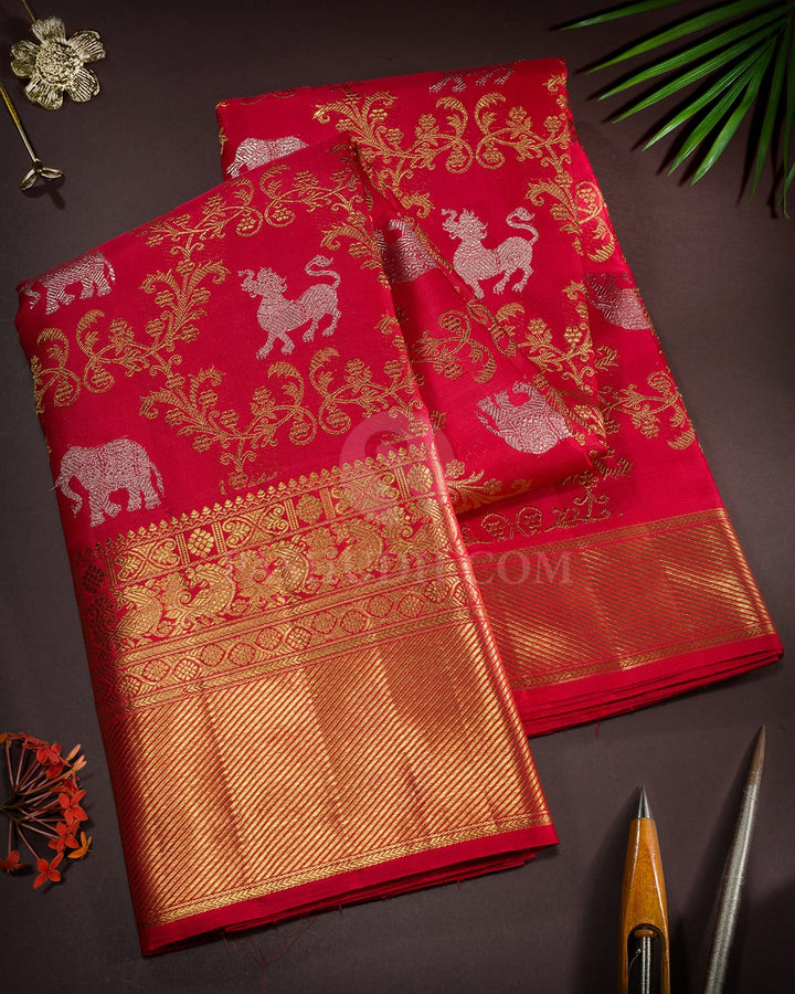 Red Pure Zari Bridal Kanjivaram Silk Saree-P229(A)