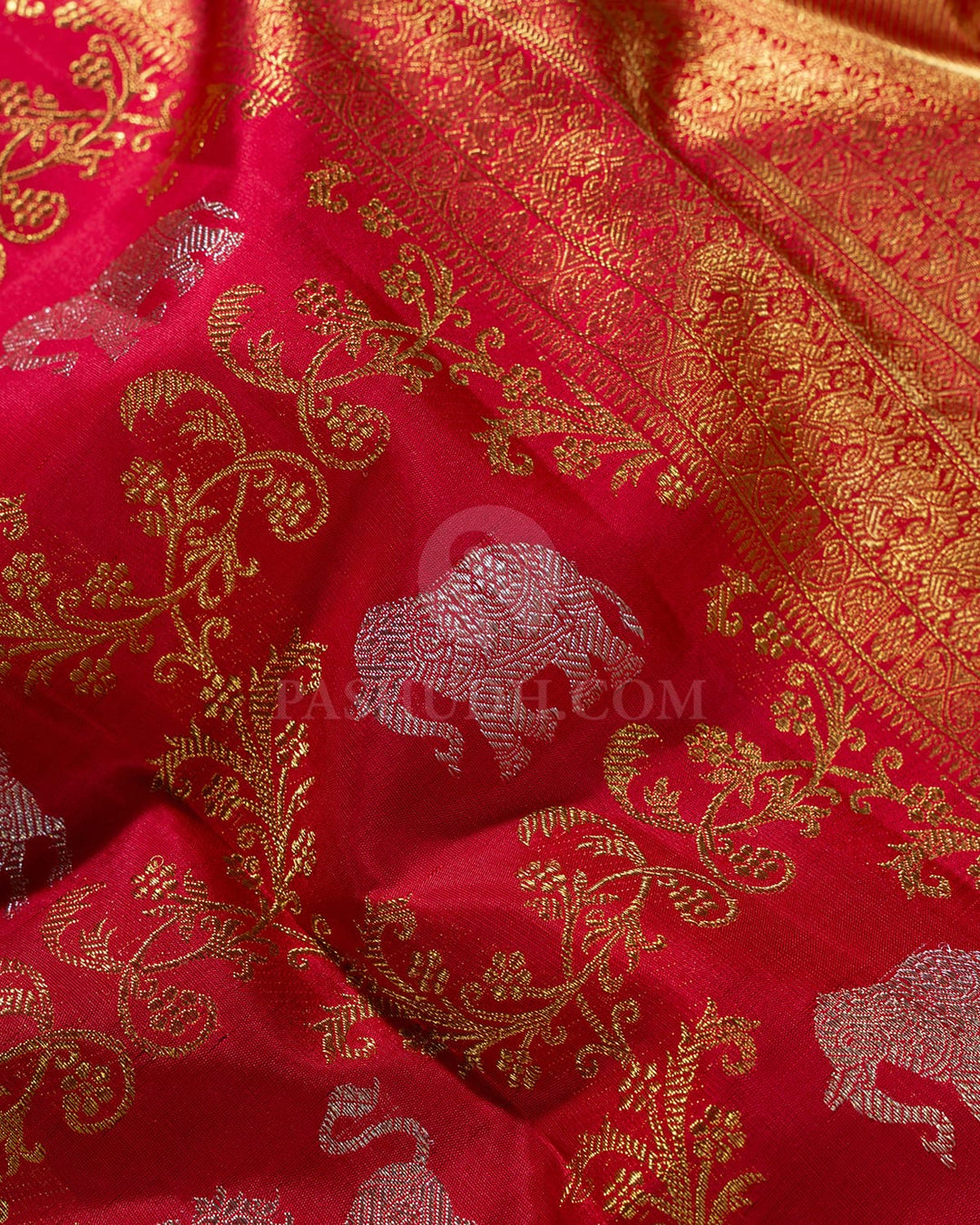 Red Pure Zari Bridal Kanjivaram Silk Saree-P229(A)