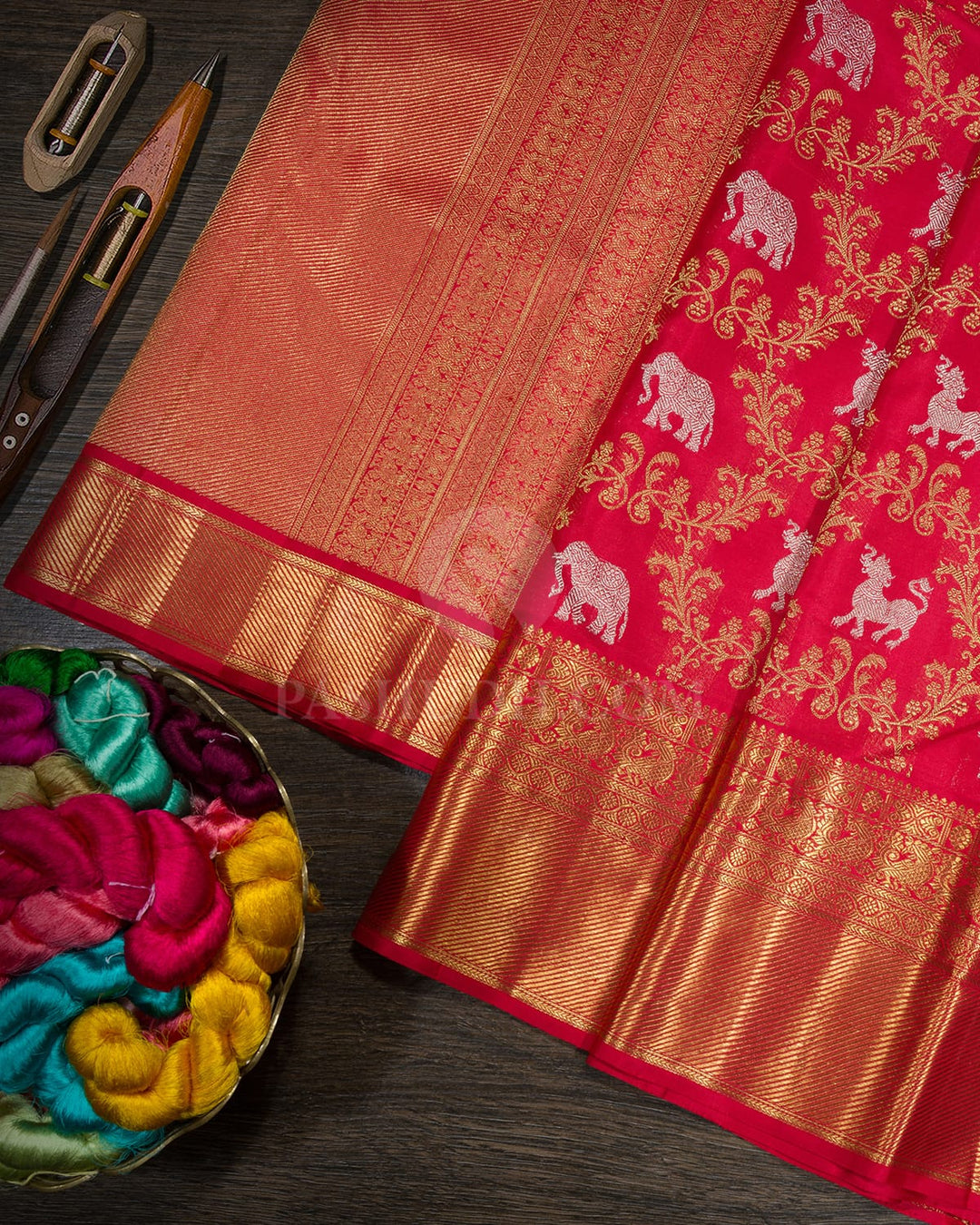 Red Pure Zari Bridal Kanjivaram Silk Saree-P229(A)