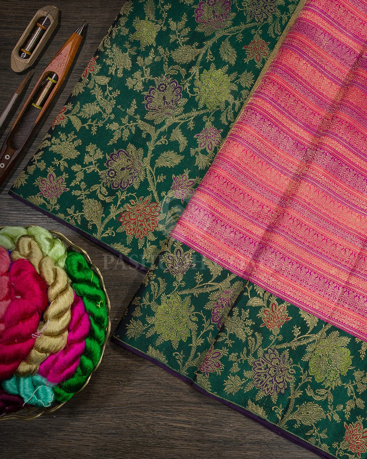Multicolored Pure Zari Meenakari Kanjivaram Silk Saree-P232(A)