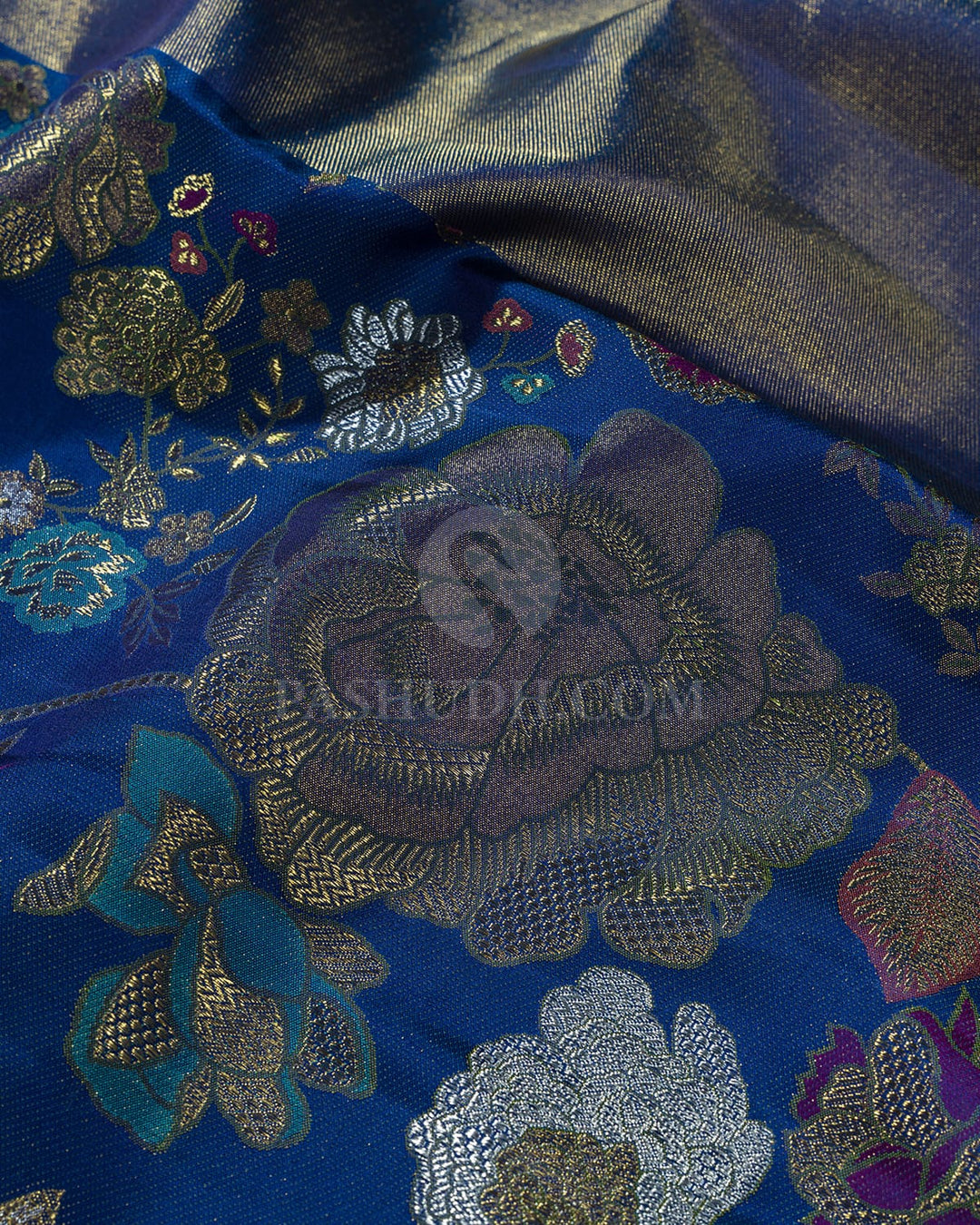 Dual Shaded Peacock Blue Pure Zari Meenakari Kanjivaram Silk Saree-P222(A)