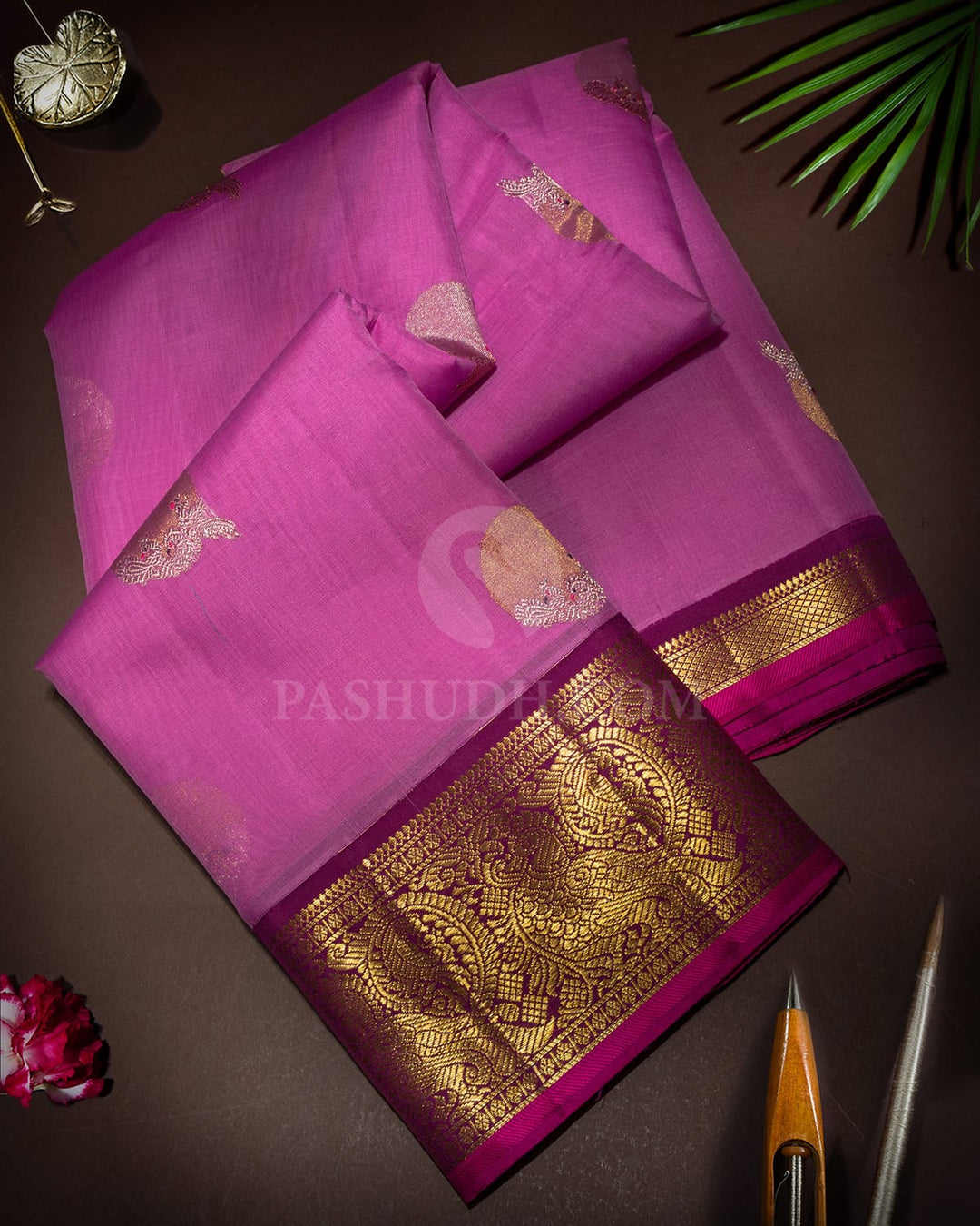 Lavender Organza Kanjivaram Silk Saree-S1397(E)