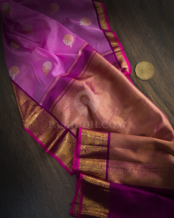 Lavender Organza Kanjivaram Silk Saree-S1397(E)