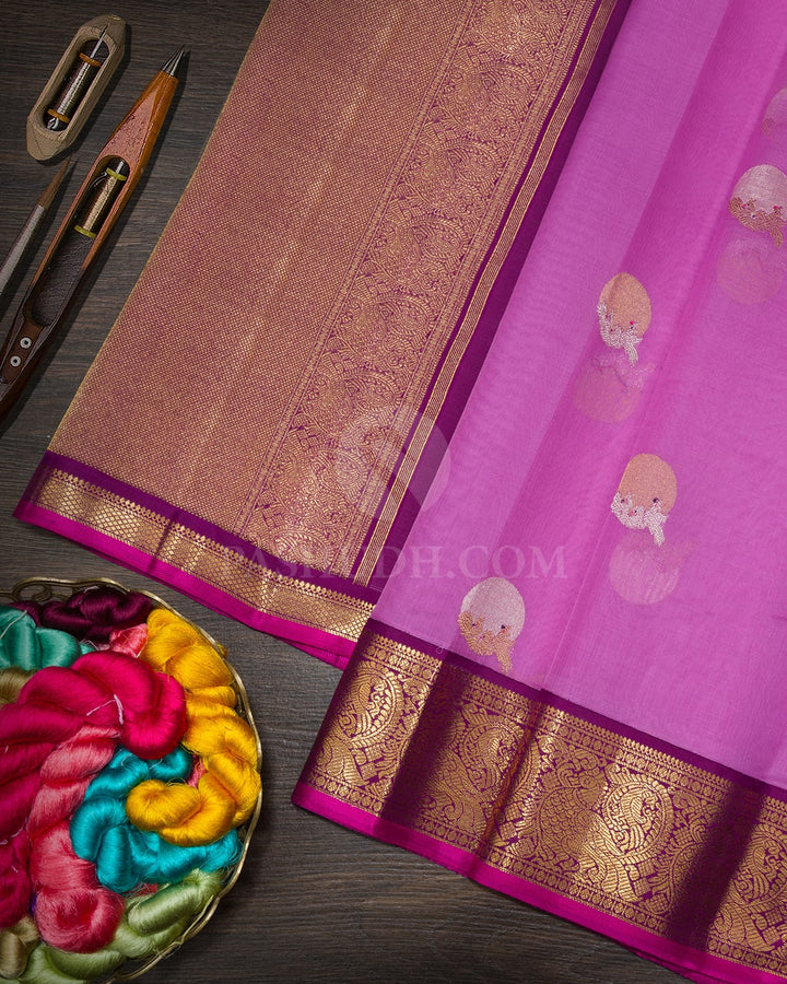 Lavender Organza Kanjivaram Silk Saree-S1397(E)