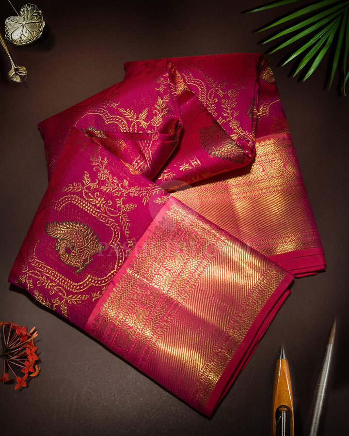 Reddish Pink Kanjivaram Silk Saree-S1816(B)