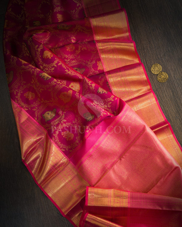 Reddish Pink Kanjivaram Silk Saree-S1816(B)
