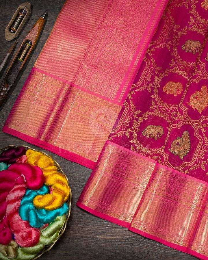 Reddish Pink Kanjivaram Silk Saree-S1816(B)