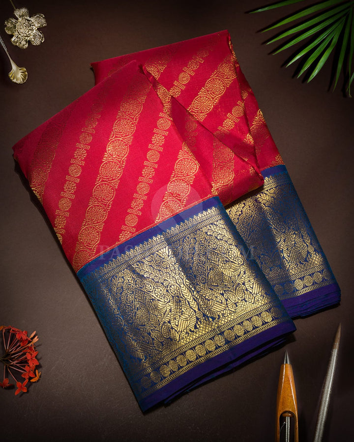 Kumkum Red Traditional Kanjivaram Silk Saree-SP465