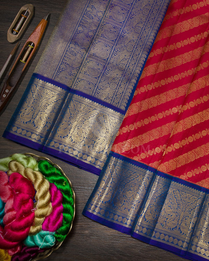 Kumkum Red Traditional Kanjivaram Silk Saree-SP465