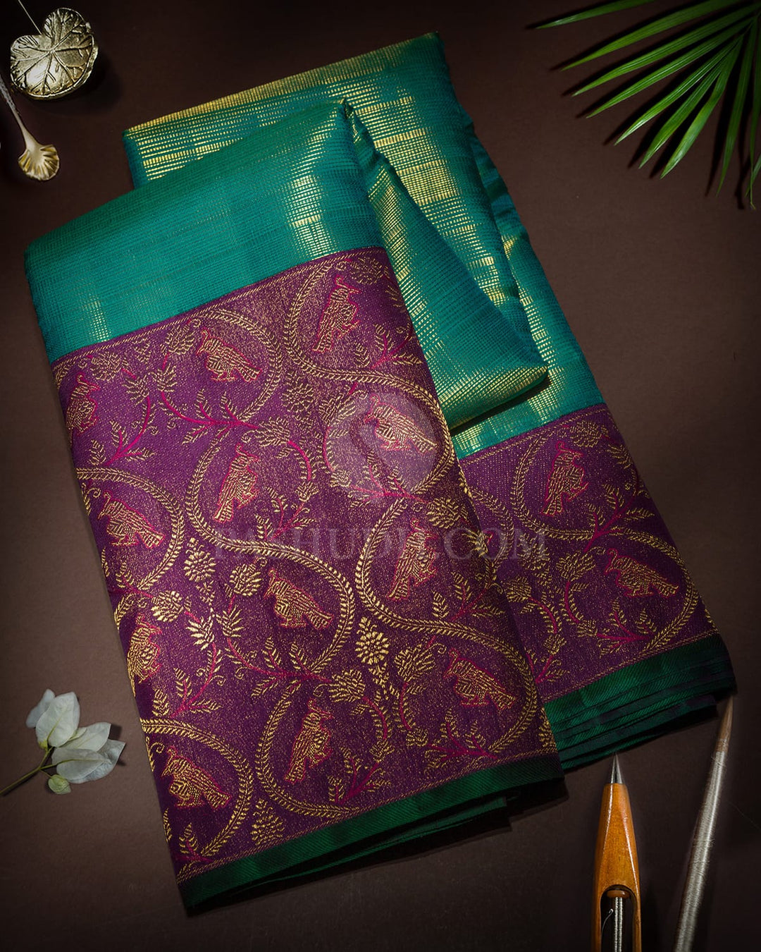 Dual Shaded Green Kanjivaram Silk Saree-S1807(B)