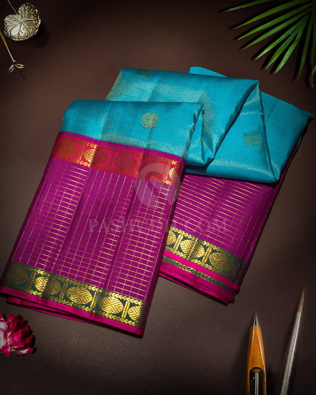 Sky Blue Organza Shimmer Kanjivaram Silk Saree-S1781(B)