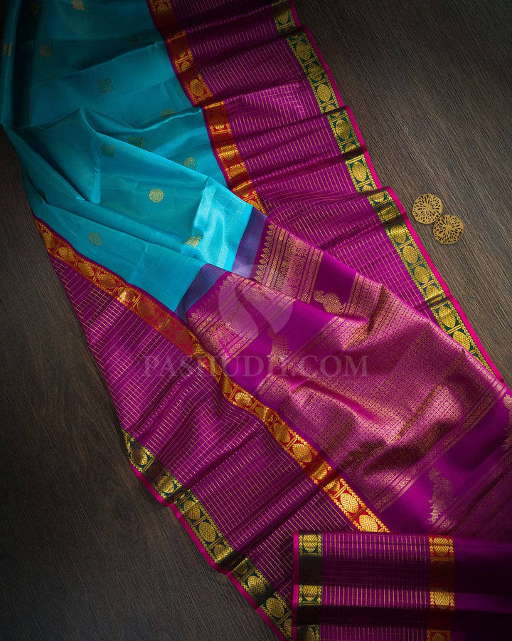 Sky Blue Organza Shimmer Kanjivaram Silk Saree-S1781(B)