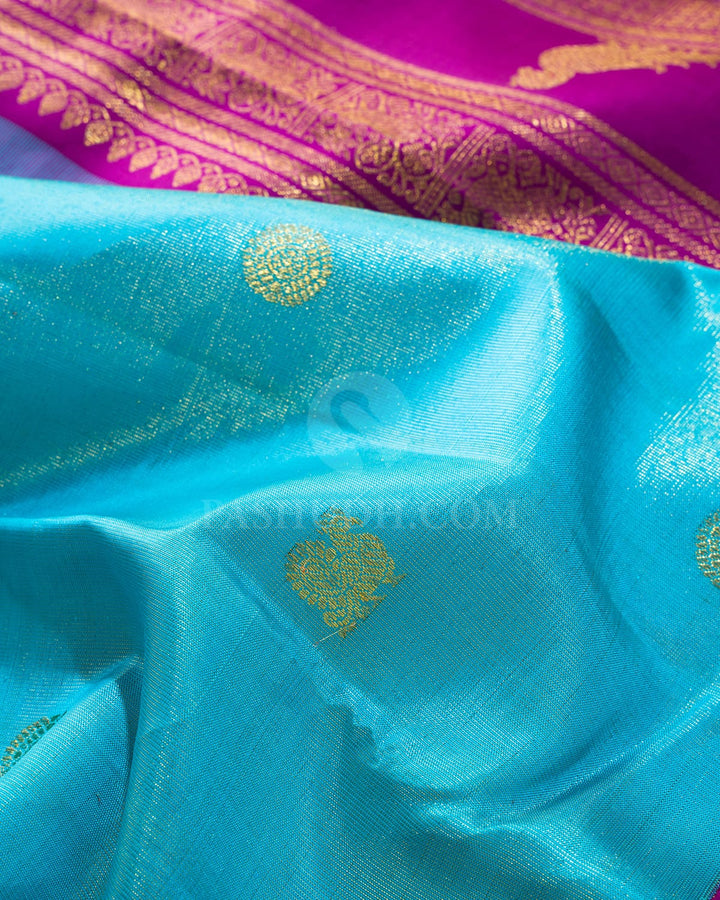 Sky Blue Organza Shimmer Kanjivaram Silk Saree-S1781(B)