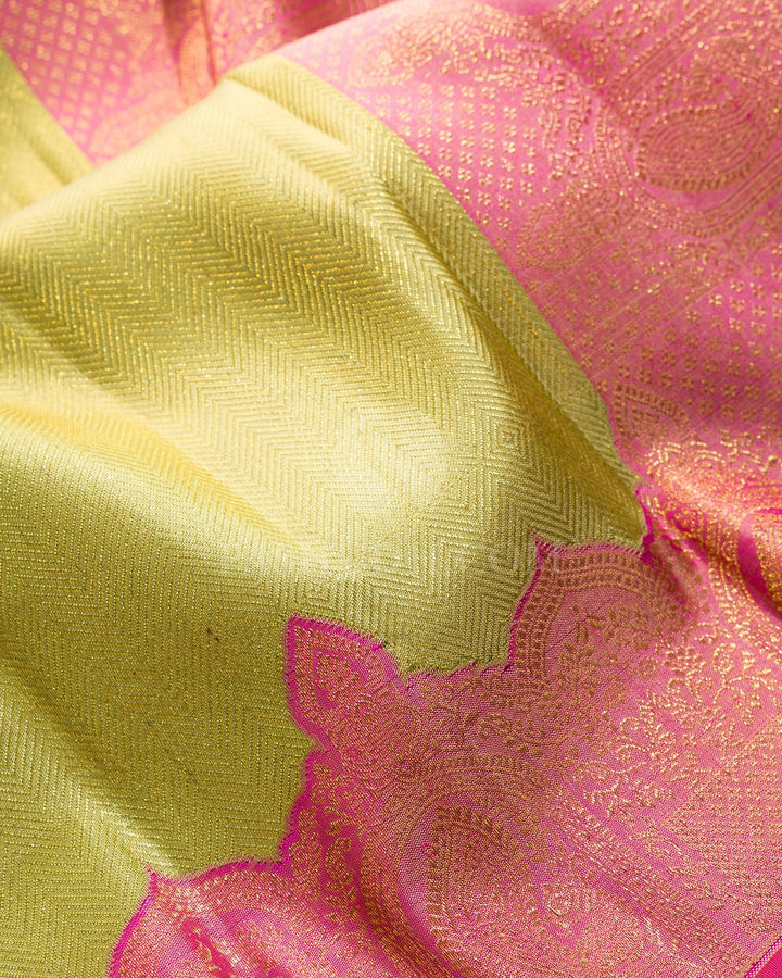 Dual Shaded Golden Silk Shimmer Kanjivaram Silk Saree-S1570(C)
