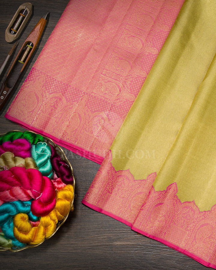 Dual Shaded Golden Silk Shimmer Kanjivaram Silk Saree-S1570(C)