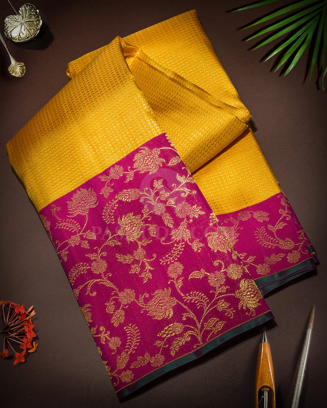 Mango Yellow Kanjivaram Silk Saree-S1070(O)