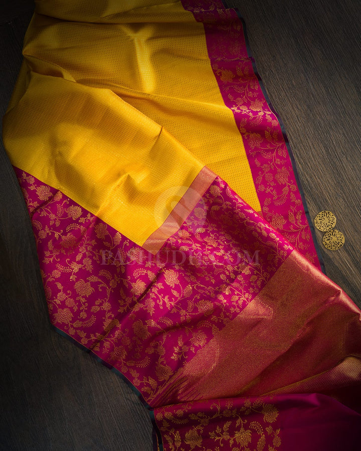 Mango Yellow Kanjivaram Silk Saree-S1070(O)