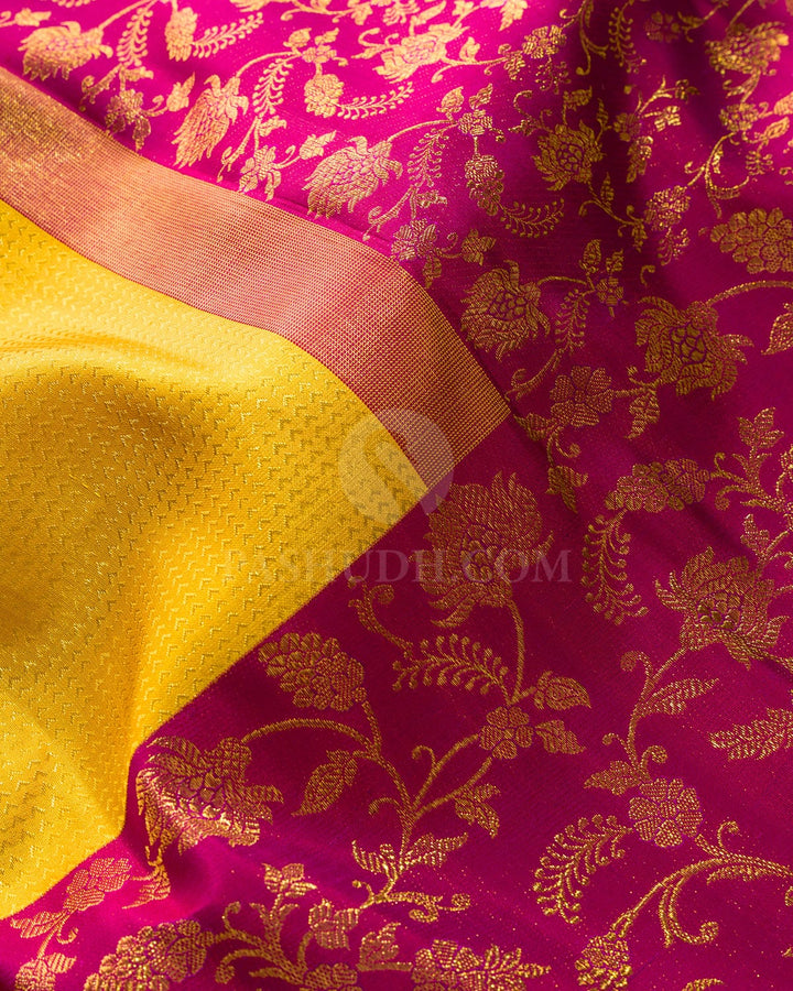 Mango Yellow Kanjivaram Silk Saree-S1070(O)