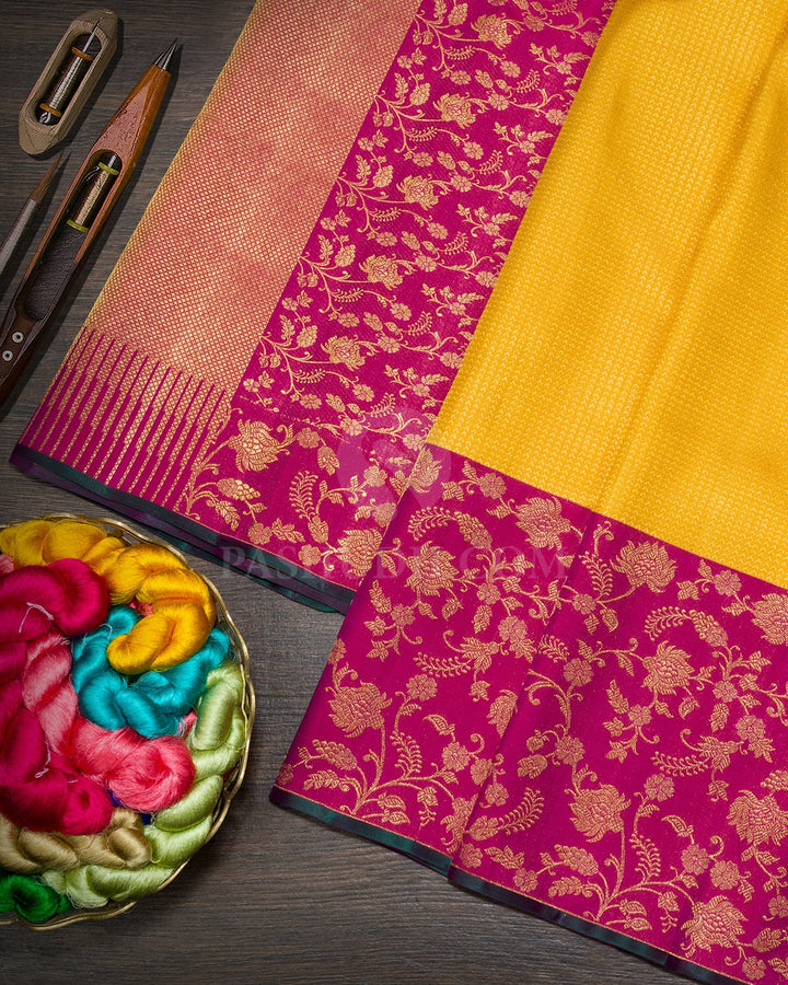 Mango Yellow Kanjivaram Silk Saree-S1070(O)