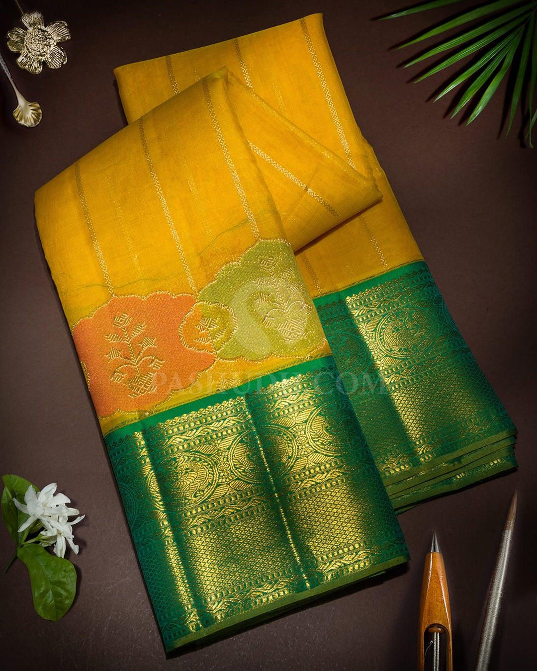 Bright Yellow Organza Kanjivaram Silk Saree-S1536(D)