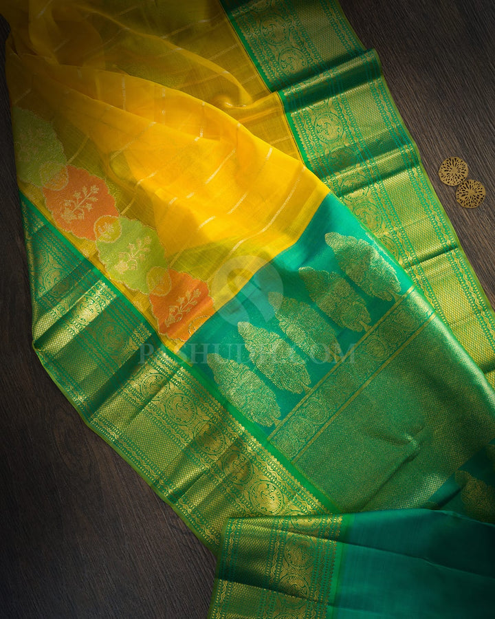 Bright Yellow Organza Kanjivaram Silk Saree-S1536(D)