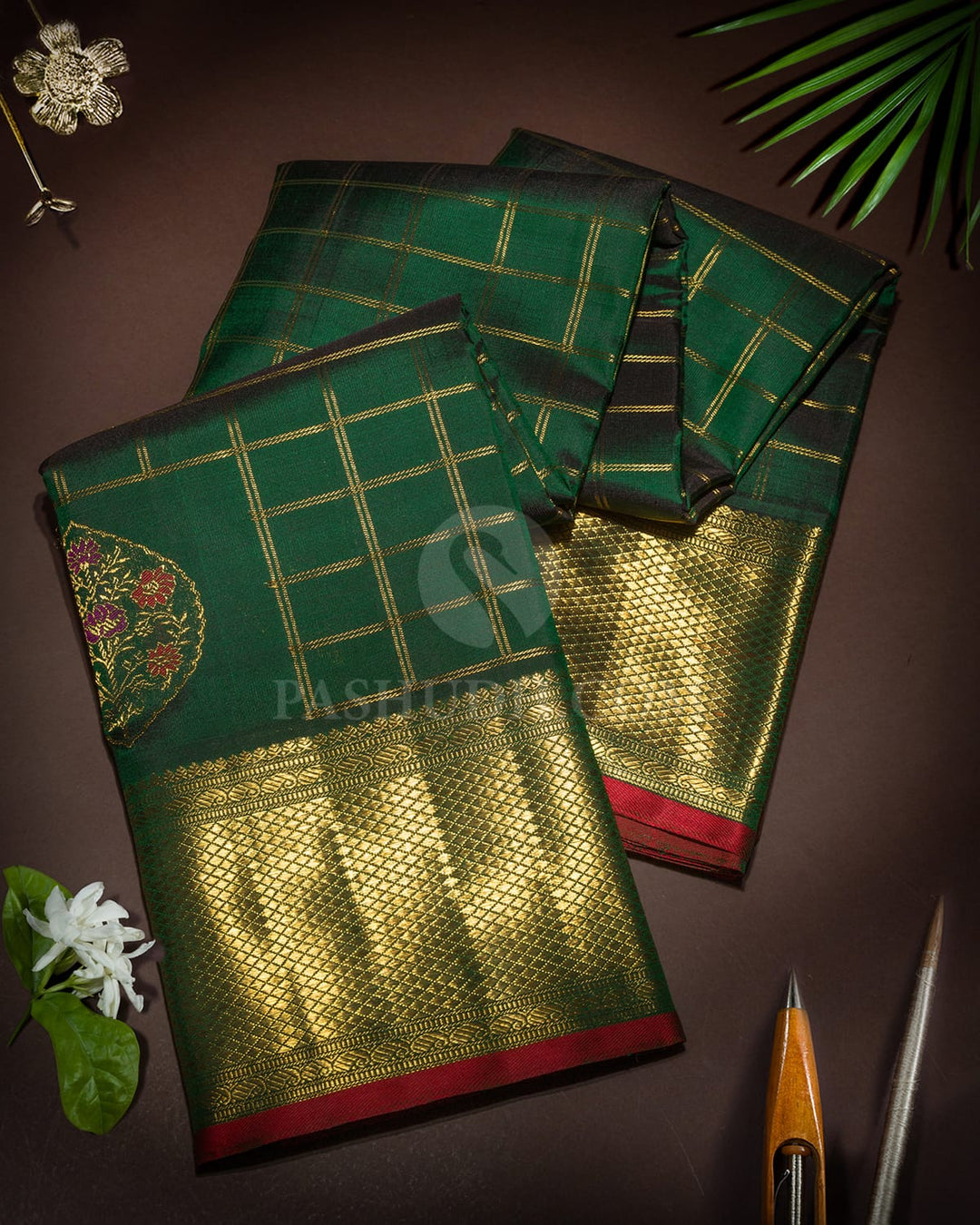 Bottle Green Meenakari Kanjivaram Silk Saree-S1823(B)