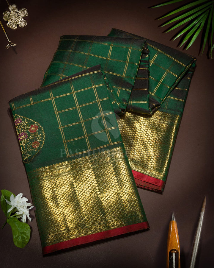 Bottle Green Meenakari Kanjivaram Silk Saree-S1823(B)