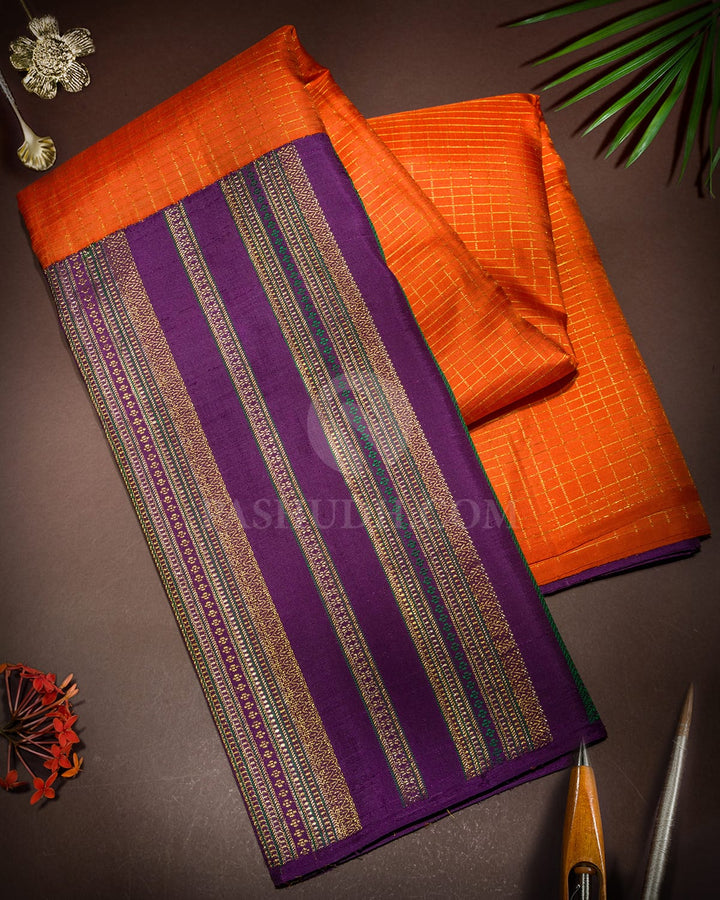 Rust Orange Kanjivaram Silk Saree-S1815(A)
