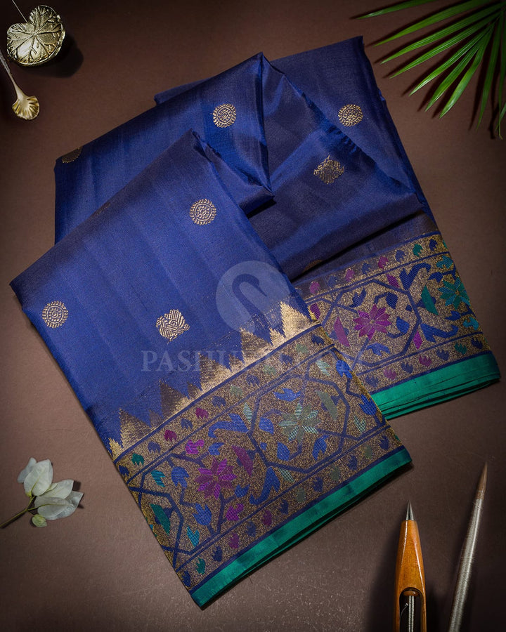 Deep Blue Paithani Kanjivaram Silk Saree-S1772(D)